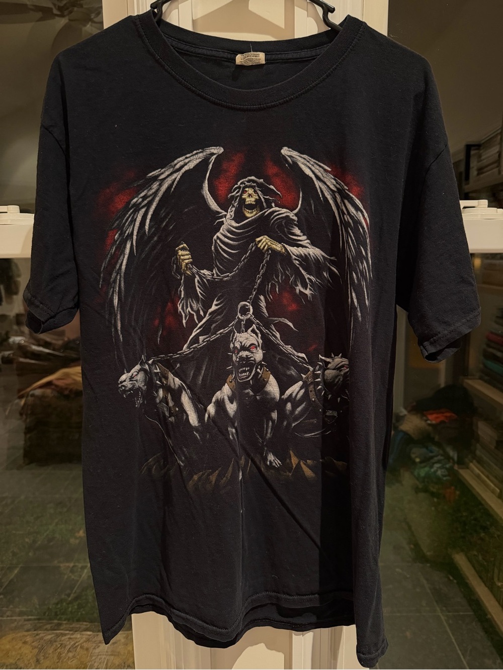 Vintage grim reaper Cerberus goth gothic tee